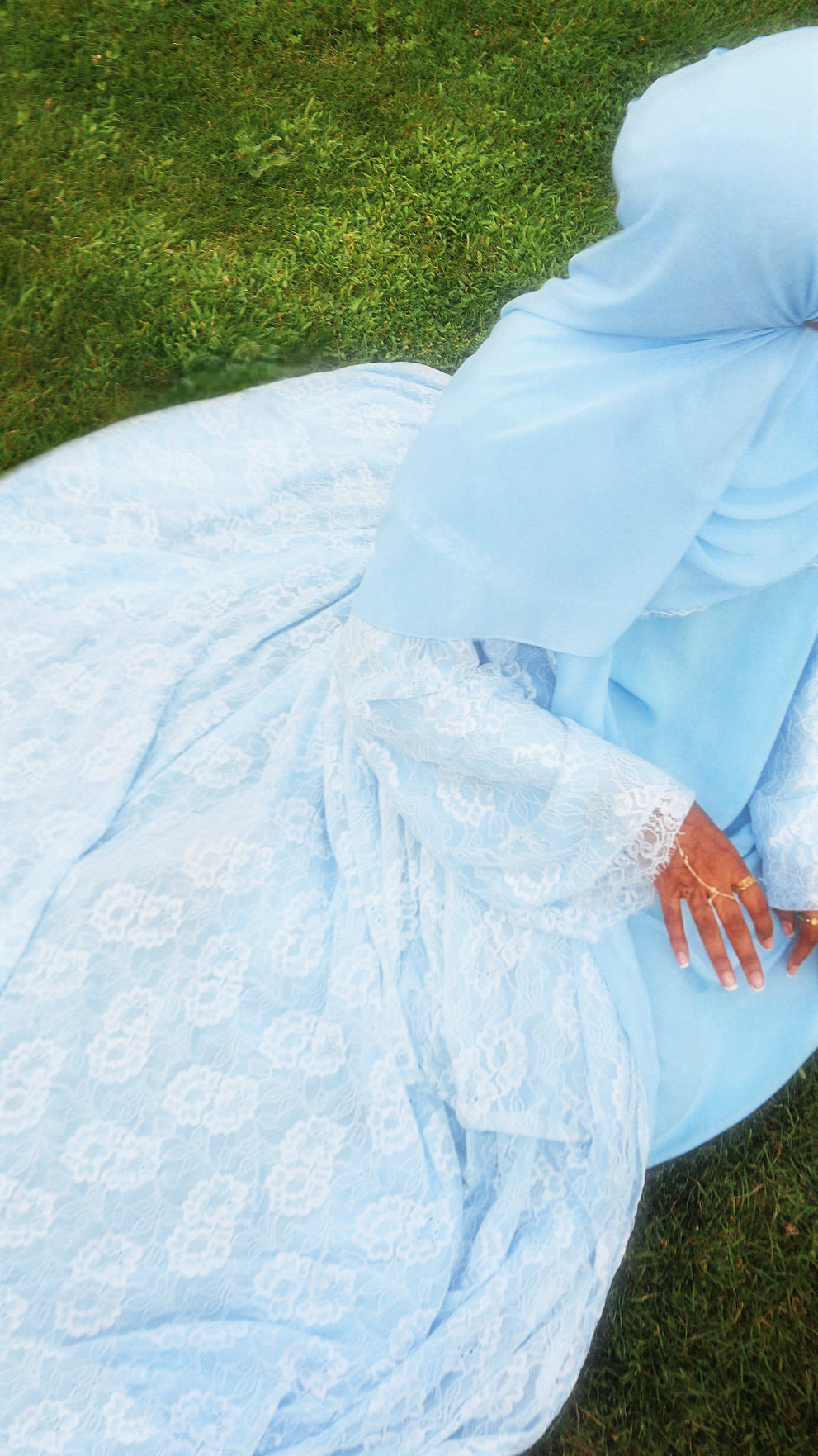 Baby Blue Lace Abaya