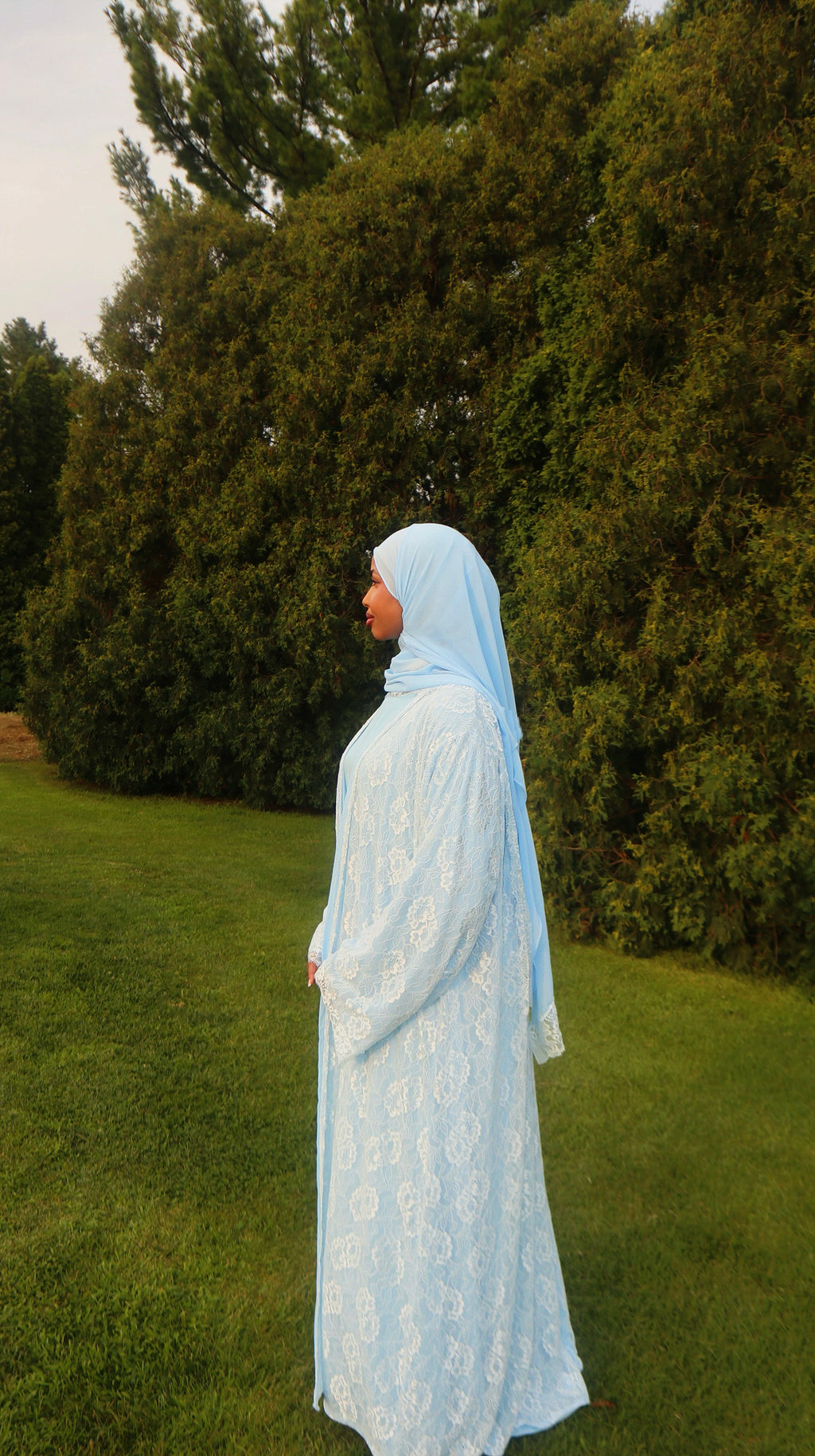Baby Blue Lace Abaya