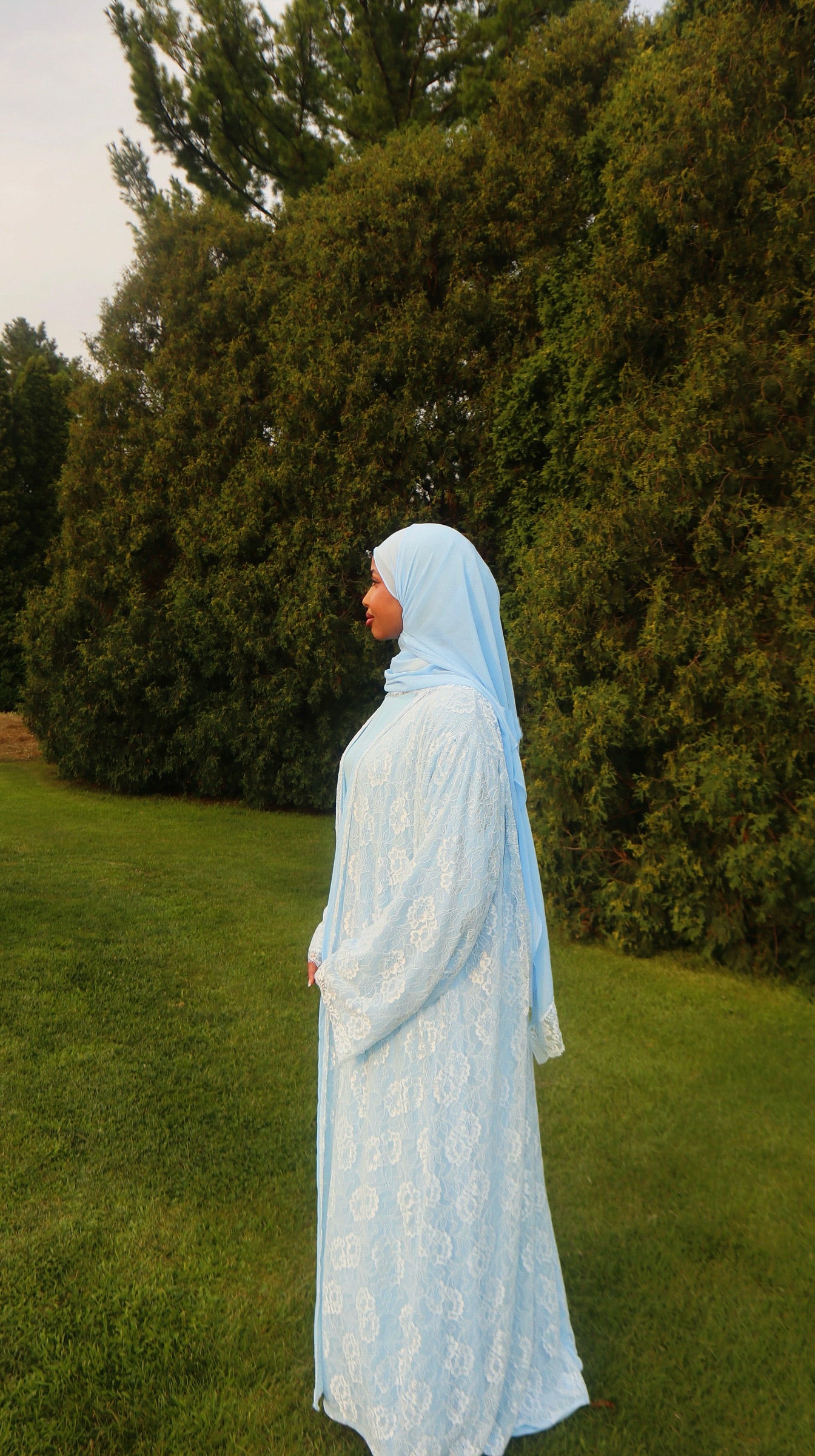 Baby Blue Lace Abaya