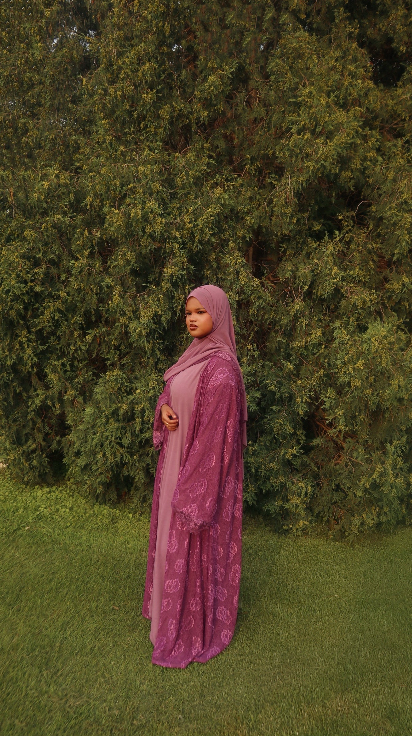 Lavender Lace Abaya