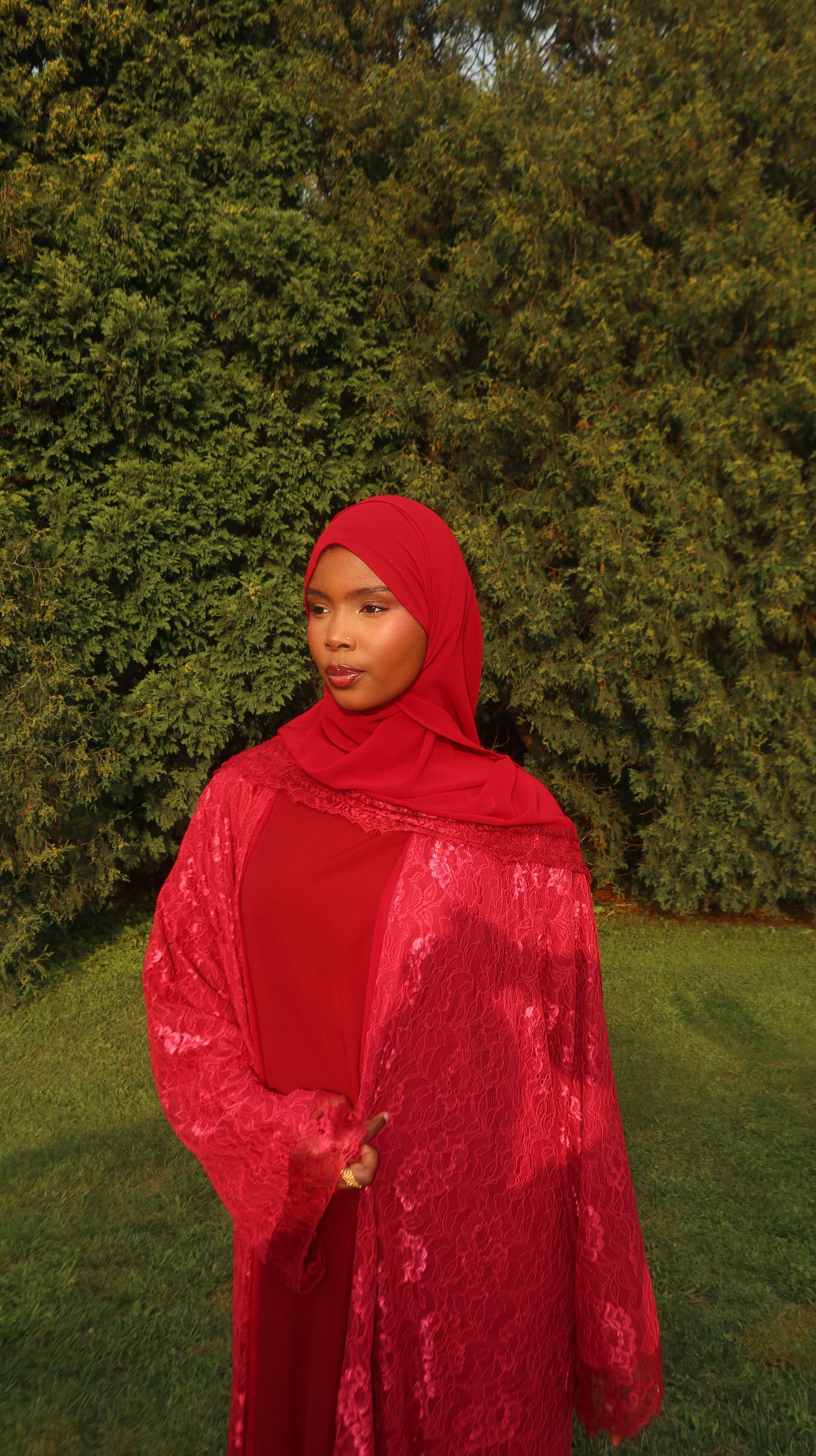 Red Lace Abaya