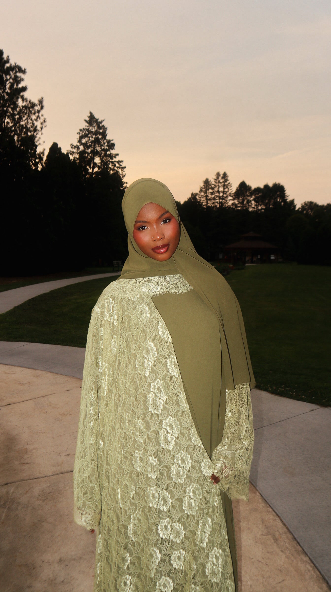 Green Lace Abaya