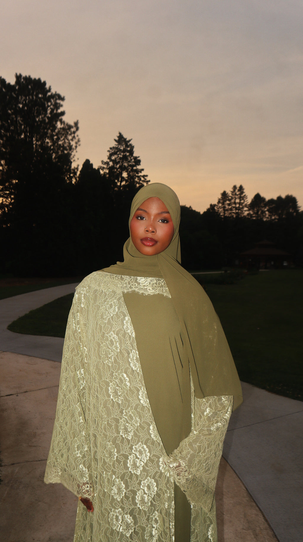 Green Lace Abaya