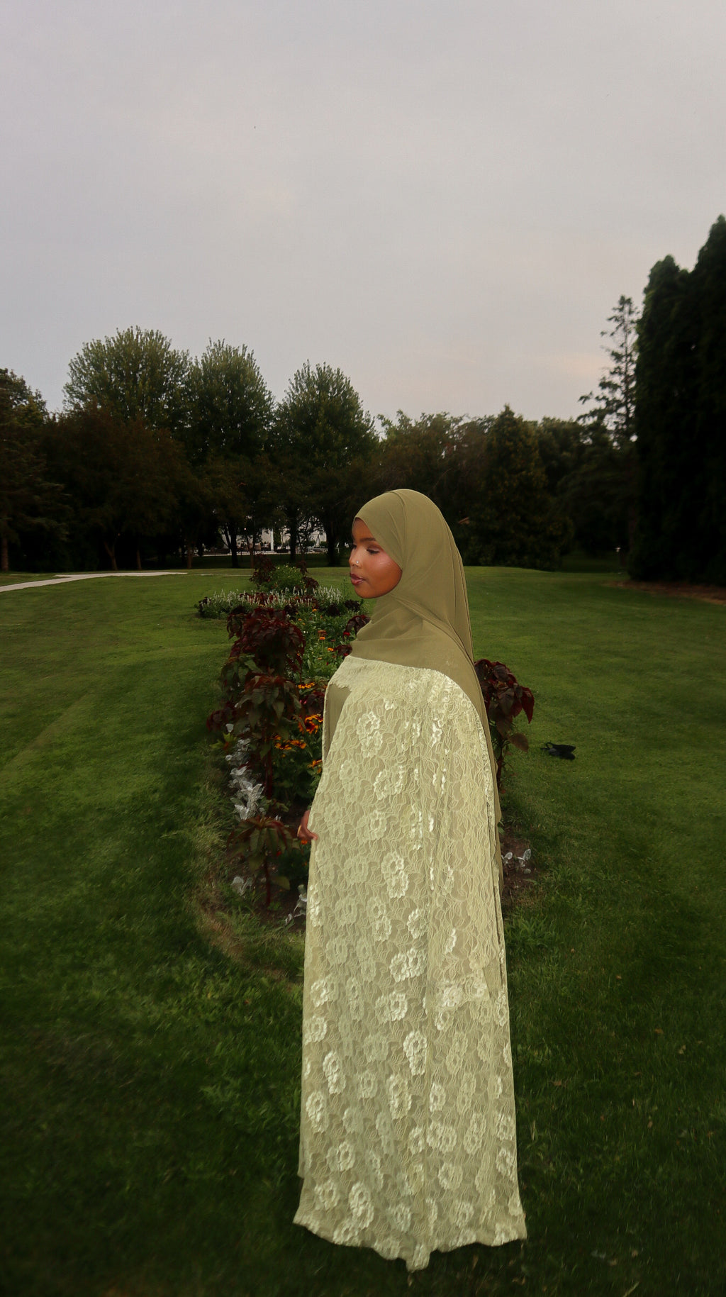 Green Lace Abaya