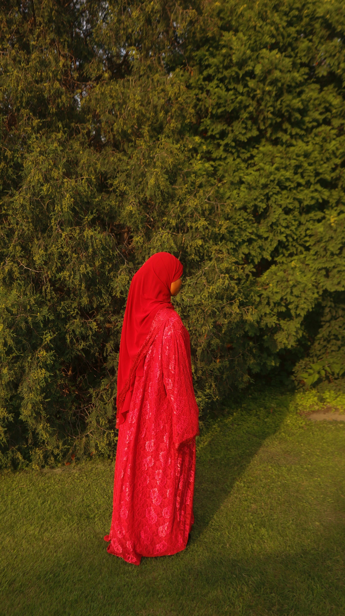 Red Lace Abaya