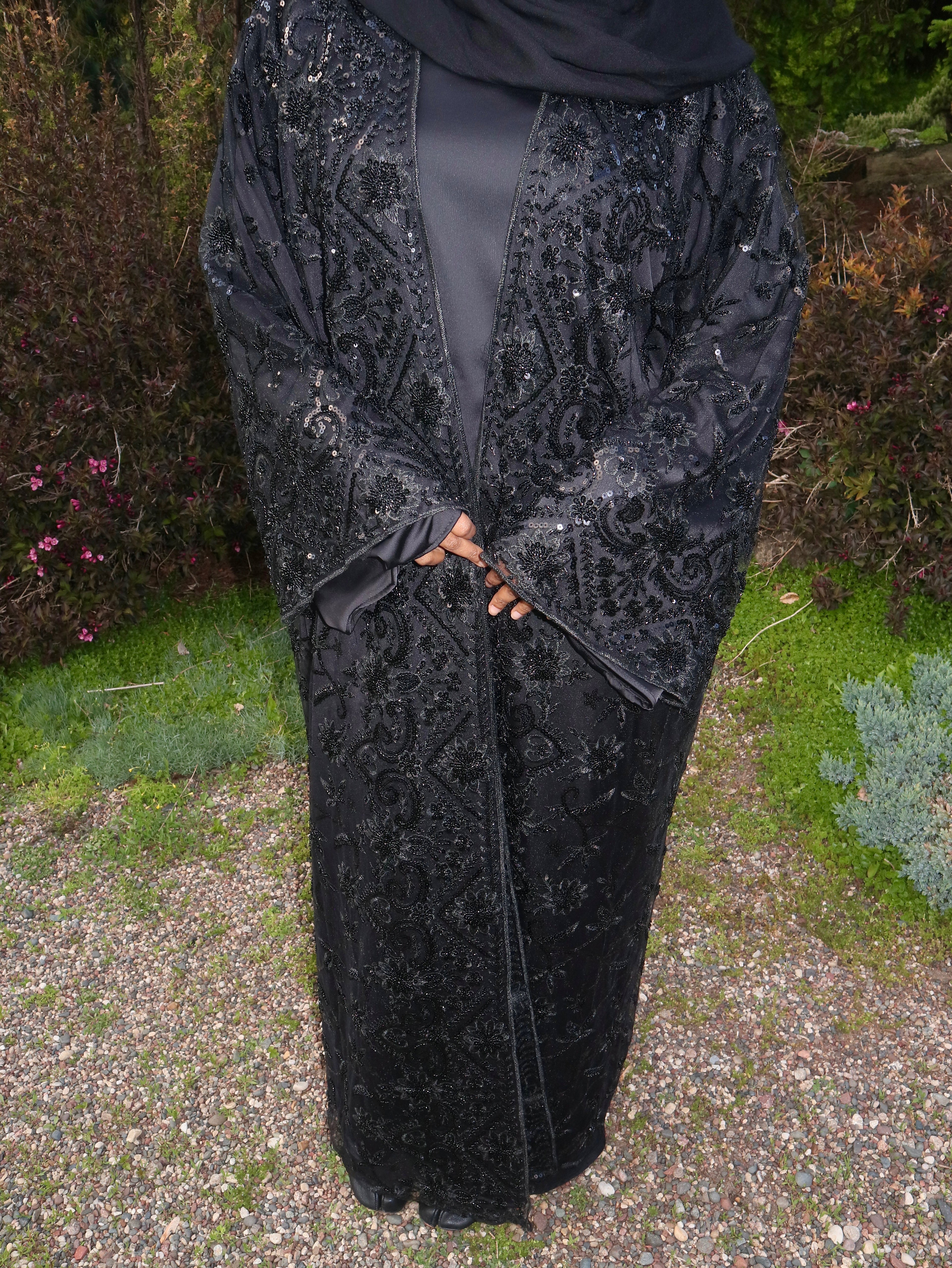 Black Beaded Luxury Abaya
