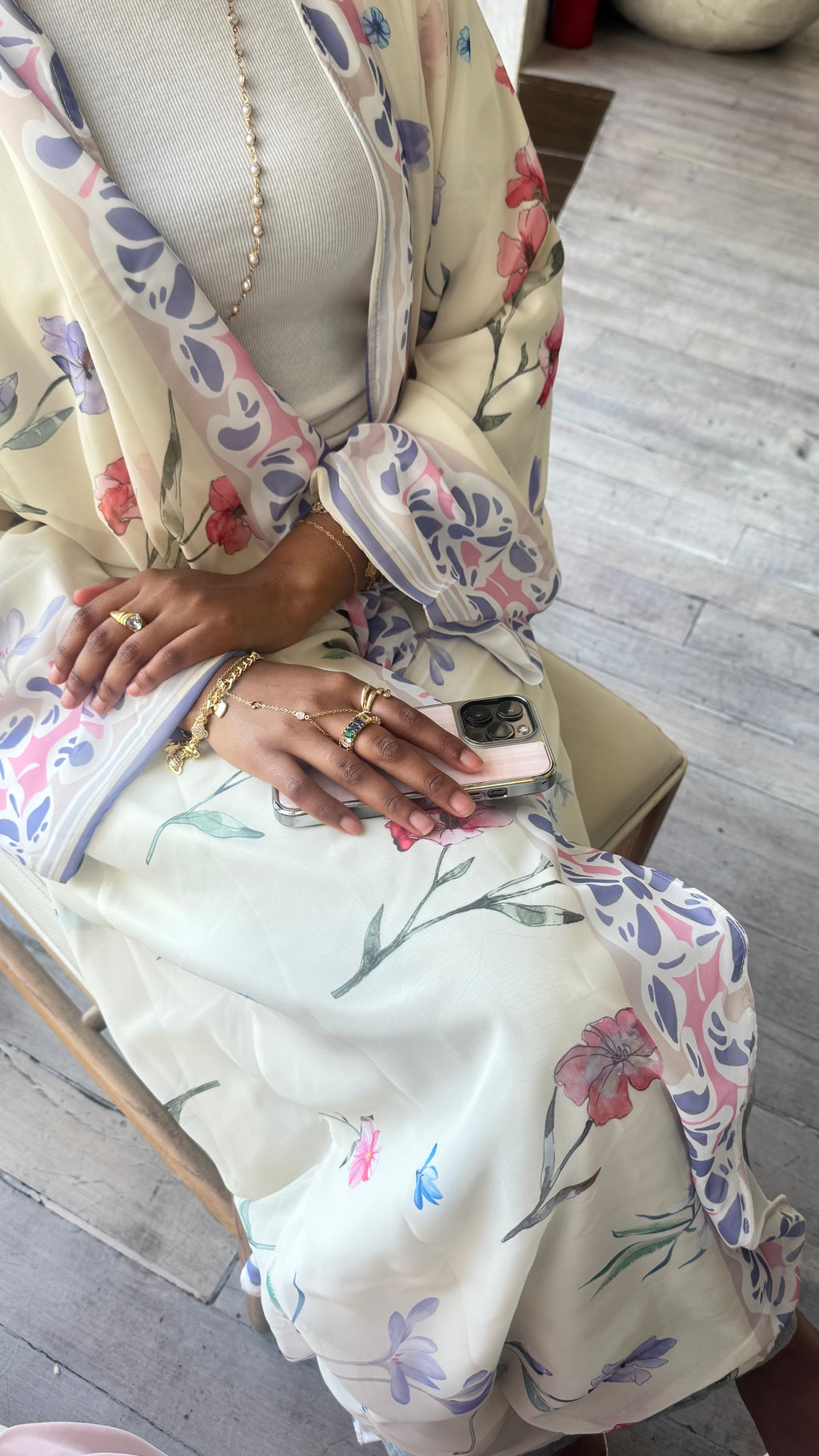 Floral Chiffon Abaya