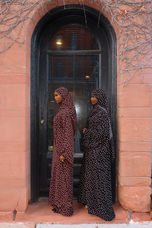 Black Polka Dot Open Abaya