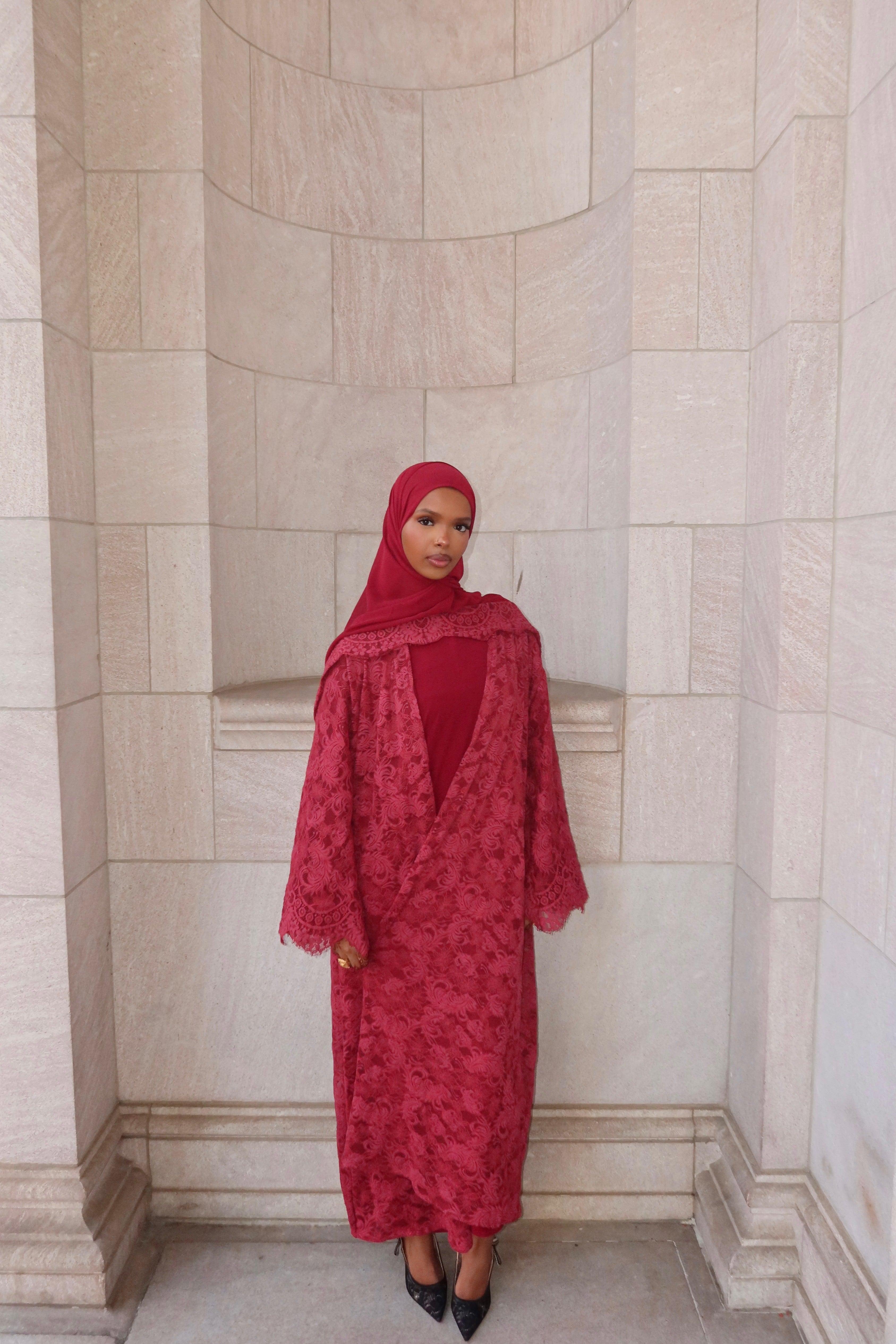 Red Lace Abaya