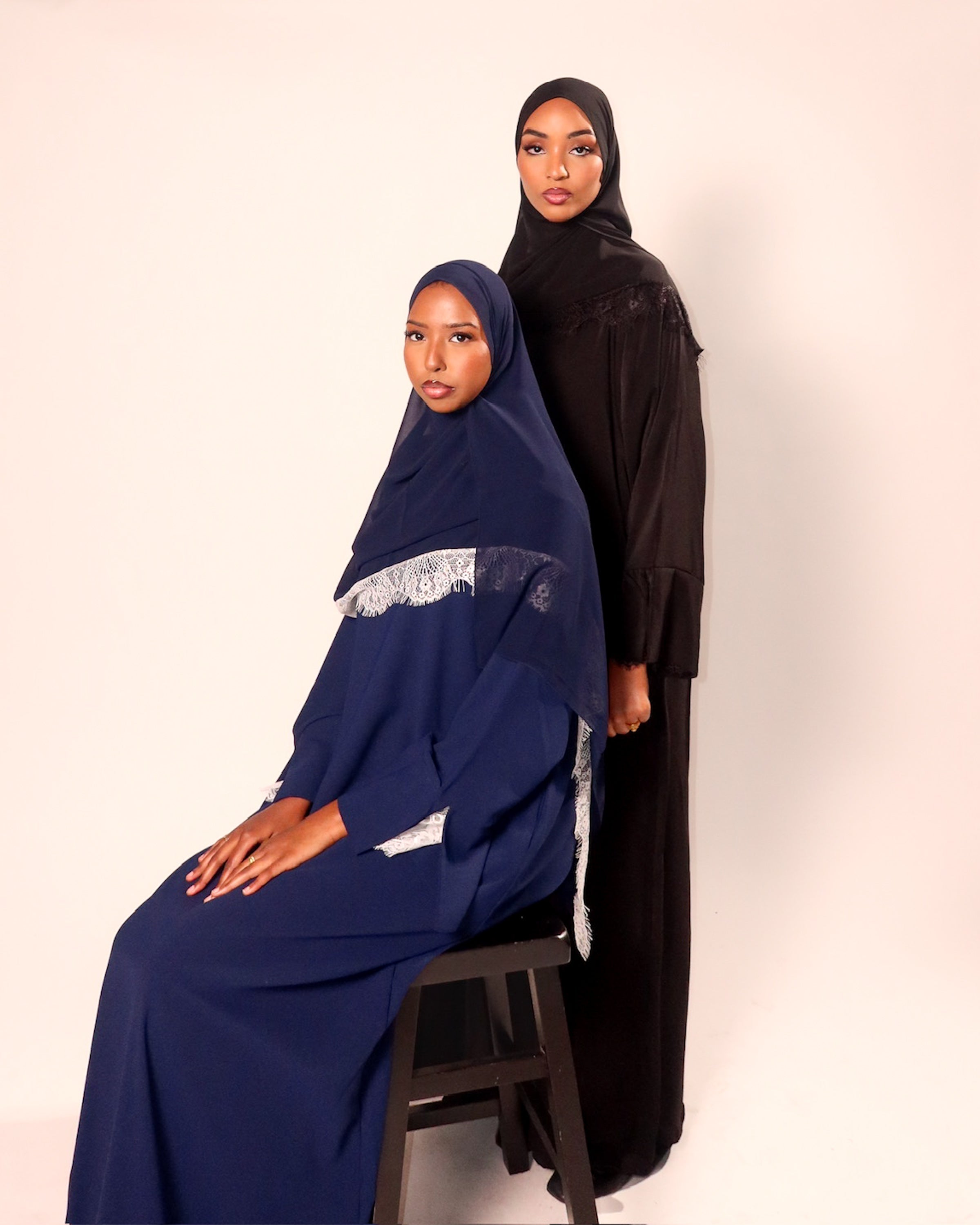 Blue Lace Trim Abaya